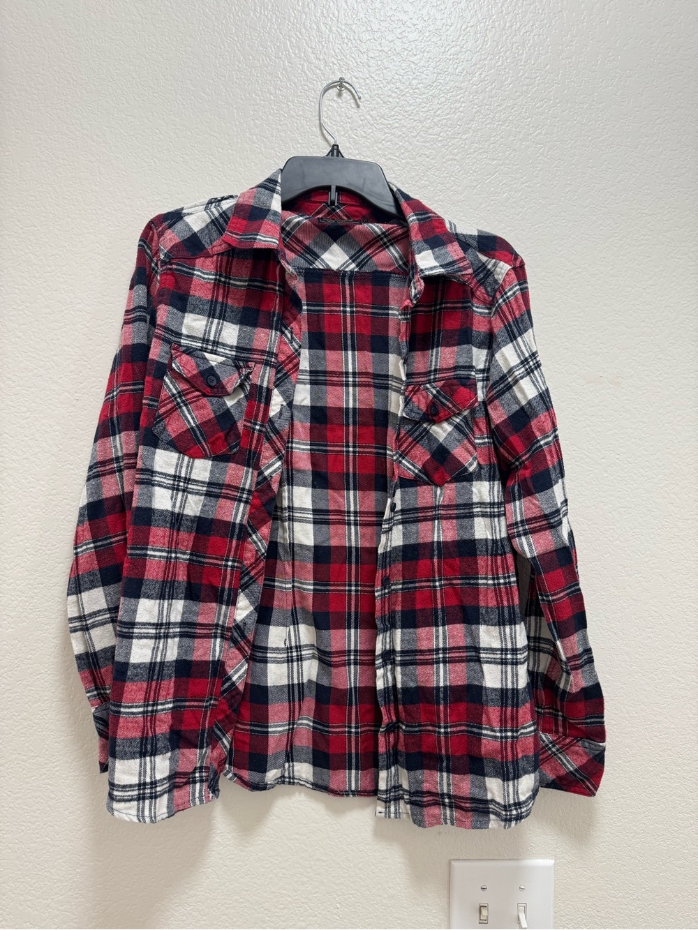 Ci Sono Red, Black and White Plaid Shirt